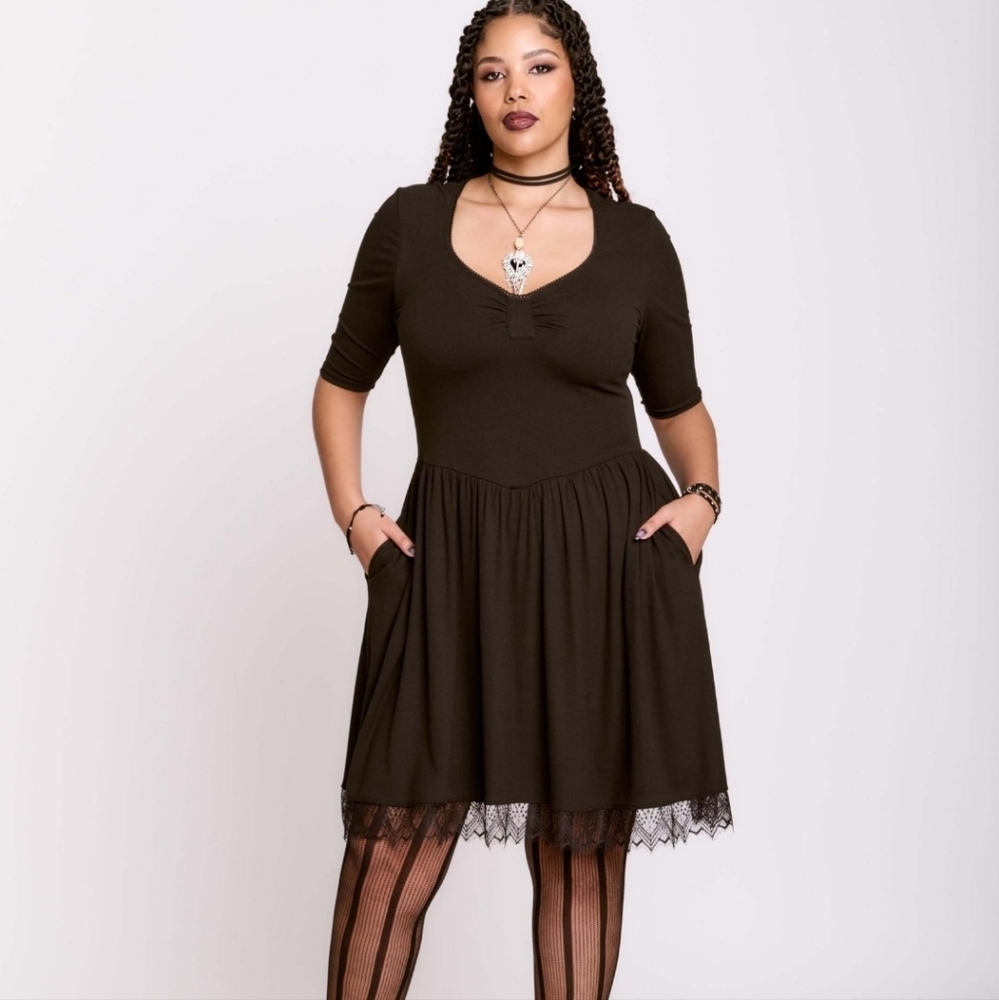 Midnight Hour Black Rib Sweetheart Dress